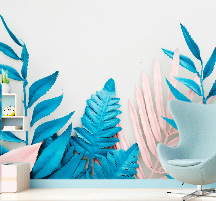 Nature wall mural tropical leaf pattern - TenStickers