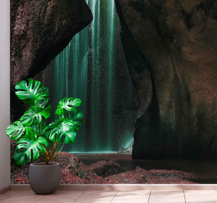 Nature wall mural tropical waterfall scene - TenStickers
