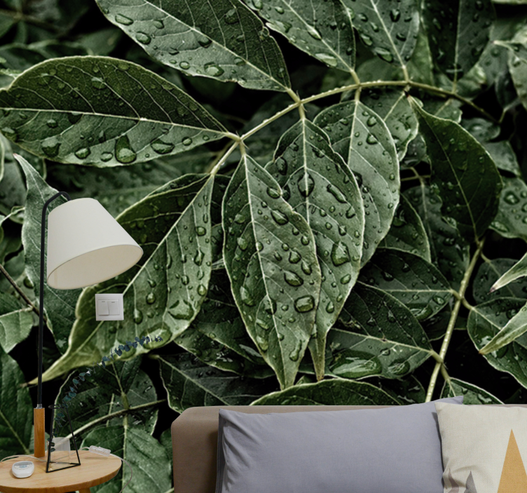 Nature wall mural vibrant leafy texture - TenStickers