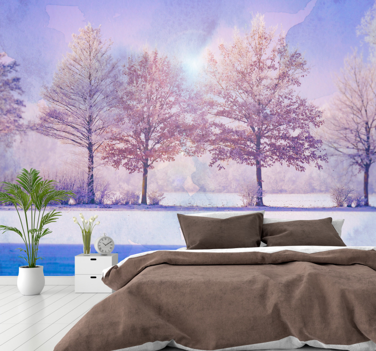 Nature wall mural winter woodland scene - TenStickers