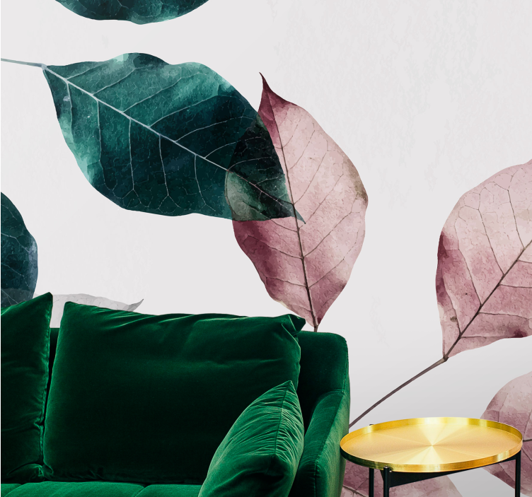 Nature wall mural with graceful leaf designs - TenStickers