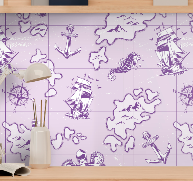 Purple nautical design wall mural - TenStickers