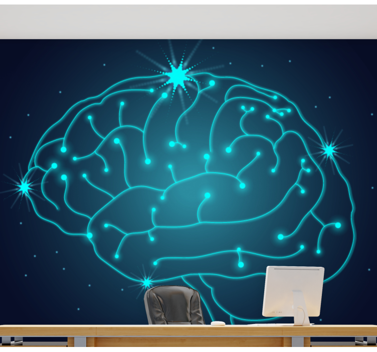 Neon Brain Concept abstract wall mural - TenStickers
