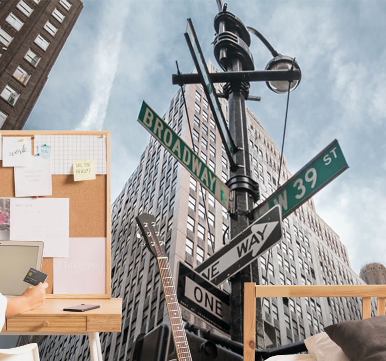 New york wall mural broadway street signs - TenStickers