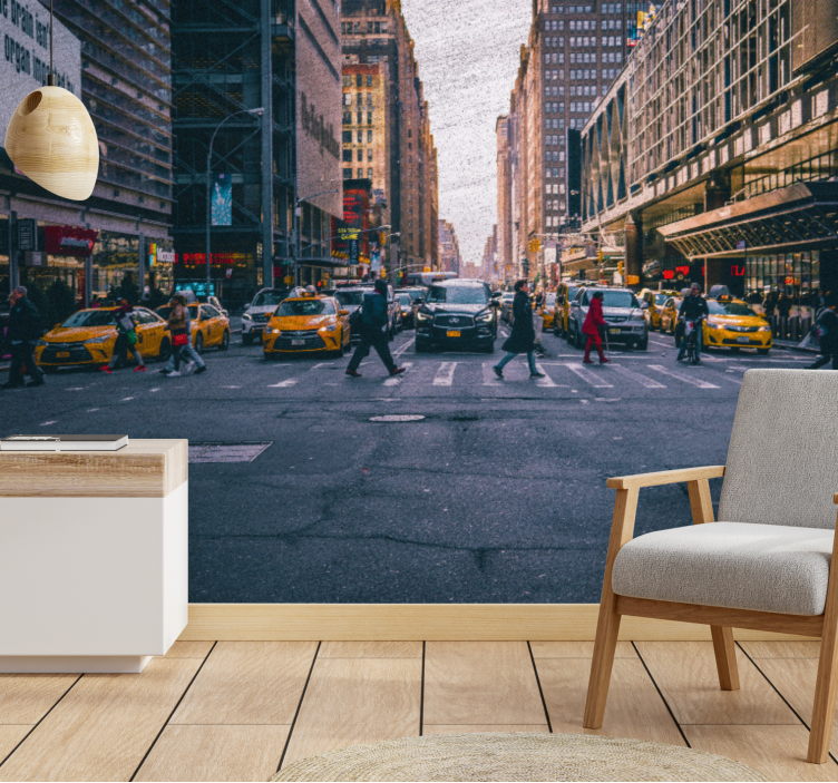 New york wall mural busy new york street scene - TenStickers