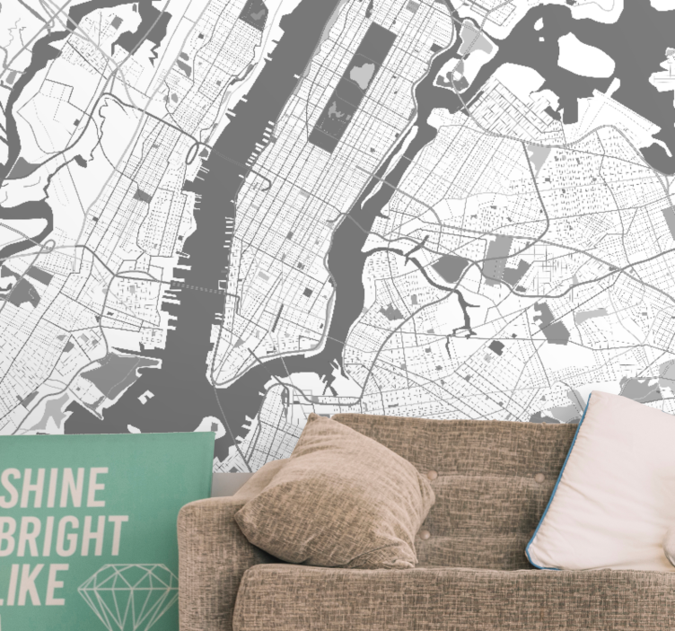 New york wall mural detailed map of new york - TenStickers