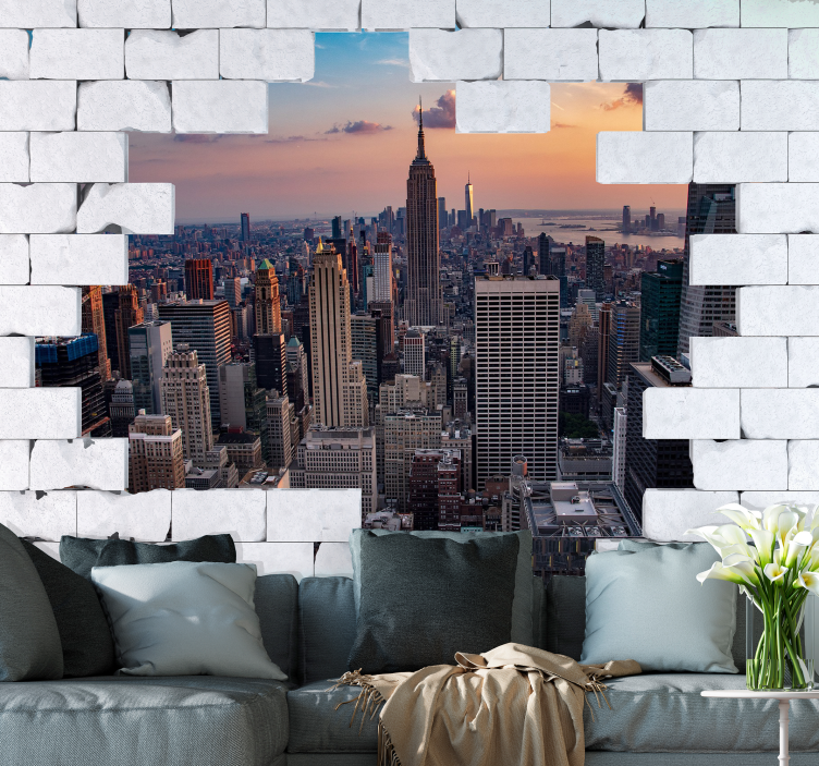 New york wall mural new york skyline at sunset - TenStickers