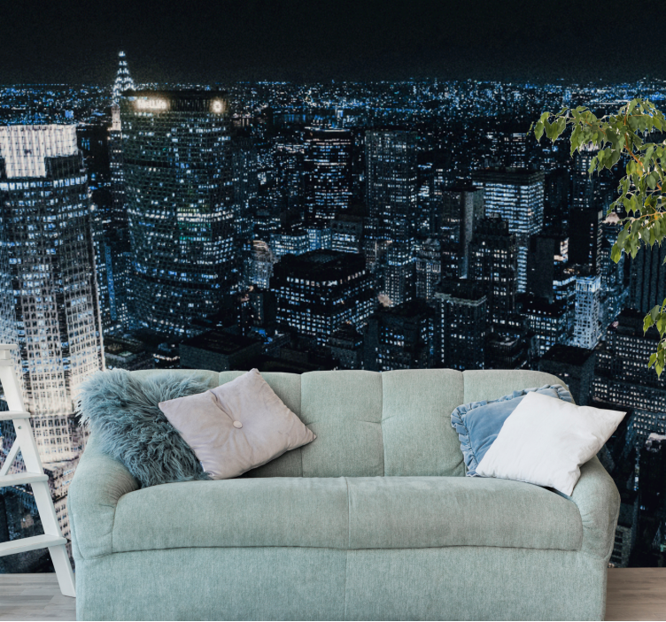 New york wall mural nighttime skyline view - TenStickers