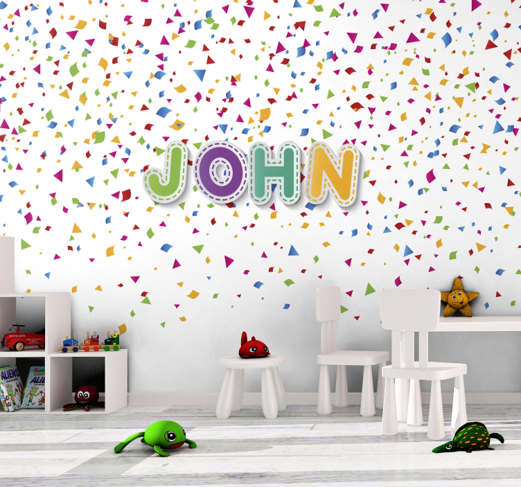 Nursery wall mural colorful confetti letters - TenStickers