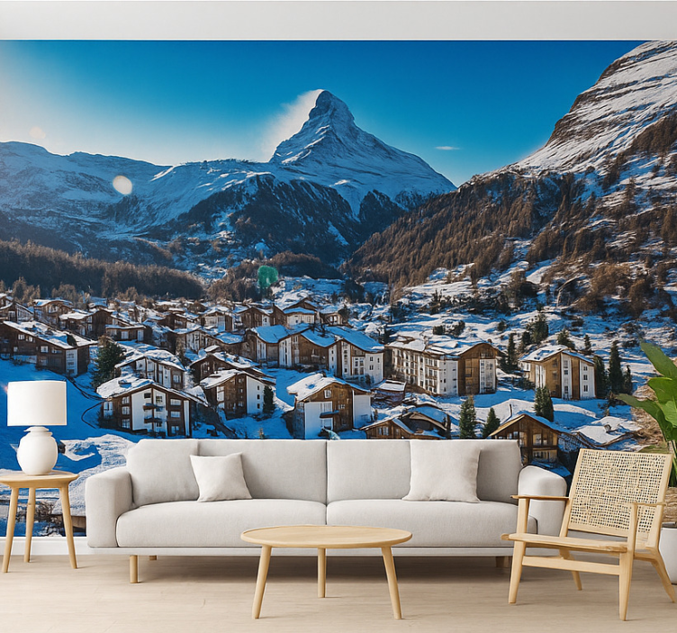 Oeschinen Lake, Switzerland mountain wall mural - TenStickers