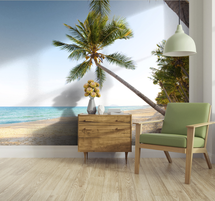 Palm and view sea wall mural - TenStickers