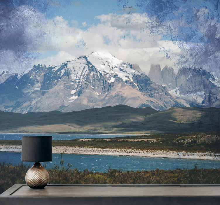 Patagonian Mountain View landscape wall mural - TenStickers