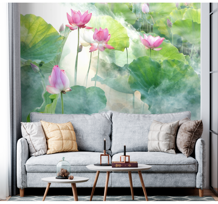 Peaceful lotus flowers wall mural - TenStickers