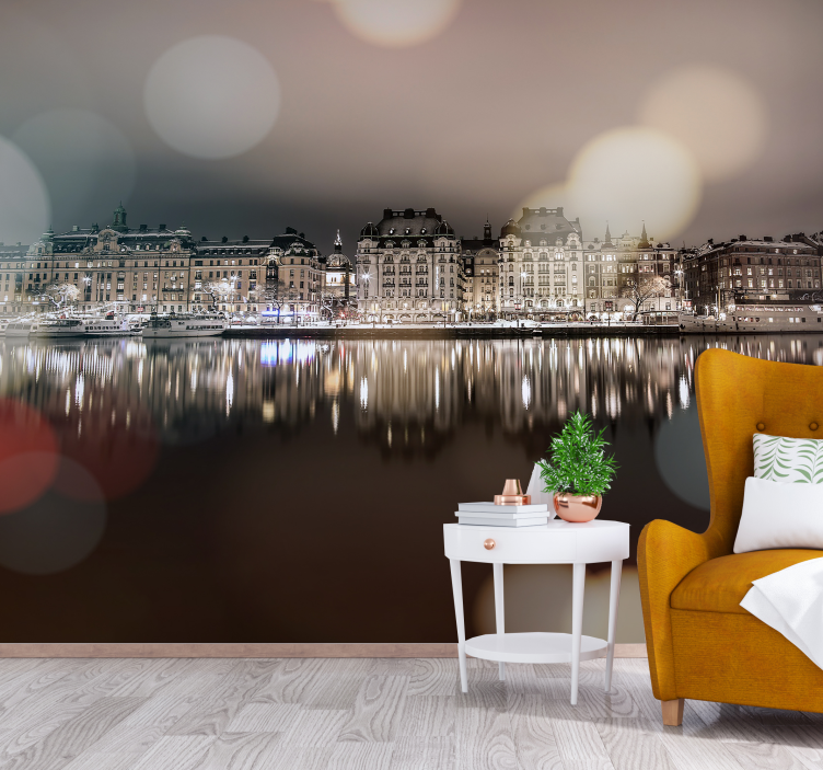 Picturesque Urban Reflection city wall mural - TenStickers