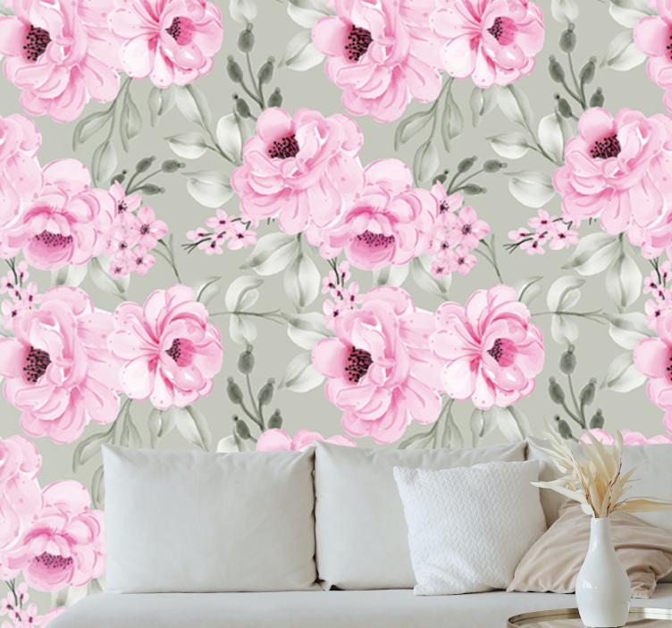 Pastel peonies arrangement flower wall mural - TenStickers