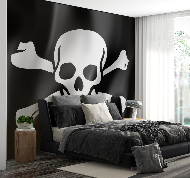 Pirate flag living room wall mural - TenStickers