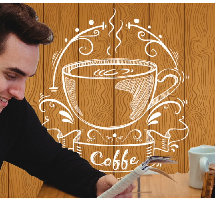 Quote wall mural coffee cup design - TenStickers