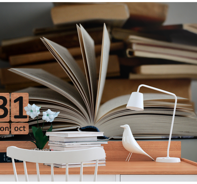 Quote wall mural open book scene - TenStickers