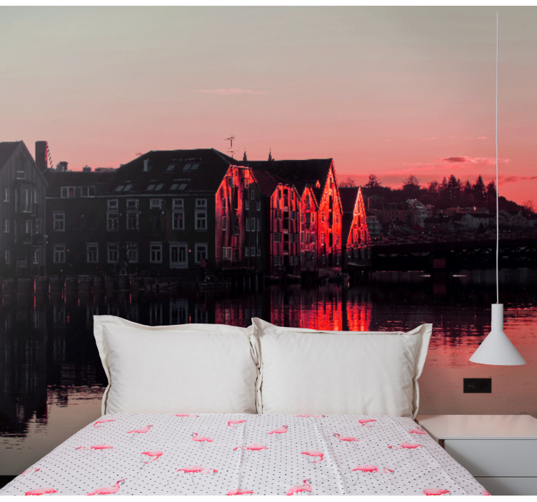 Reflecting canal houses city wall mural - TenStickers