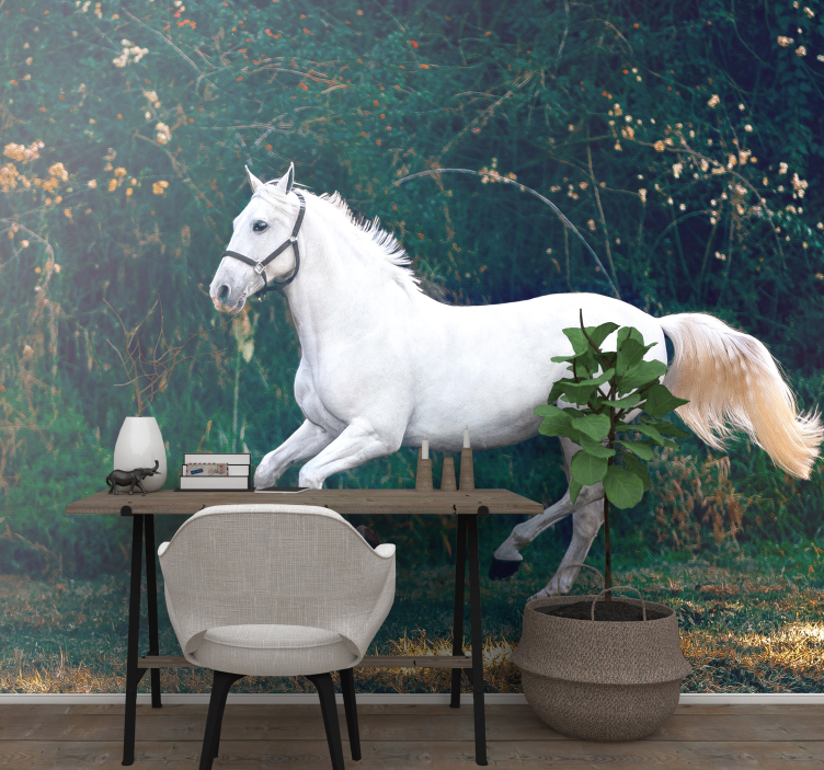 Regal White Equine animal wall mural - TenStickers