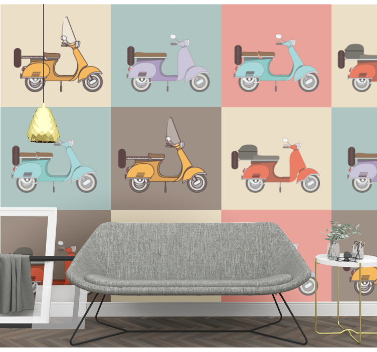 Retro scooter pattern vehicle wall mural - TenStickers
