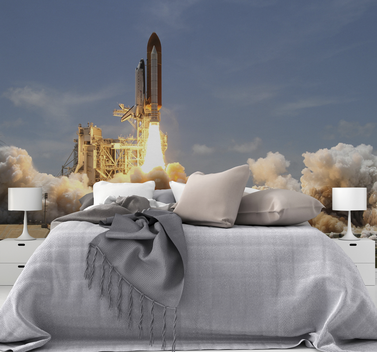 Rocket taking off landscape wall mural - TenStickers