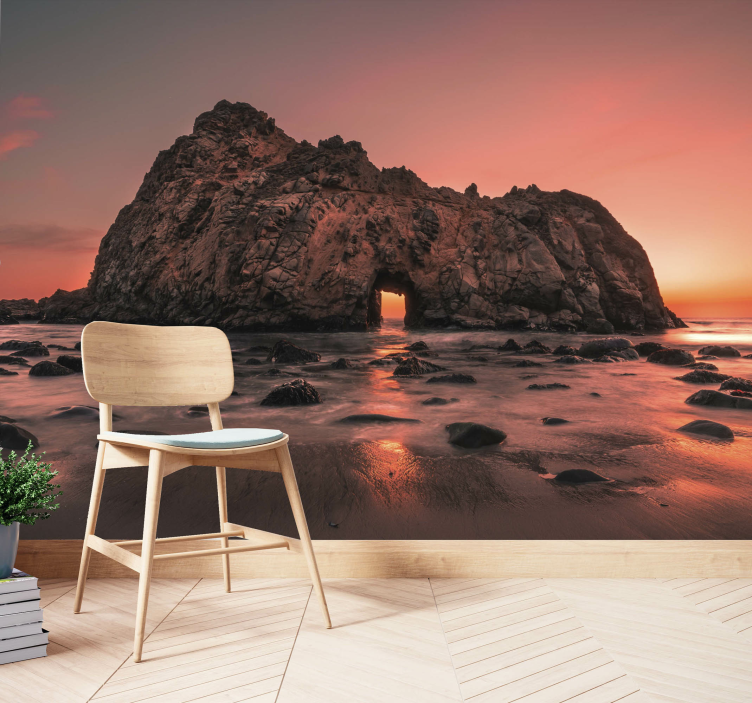 Rocky Coast Sunset landscape wall mural - TenStickers