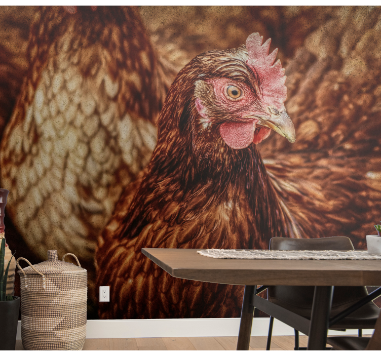 Rustic chicken portrait animal wall mural - TenStickers
