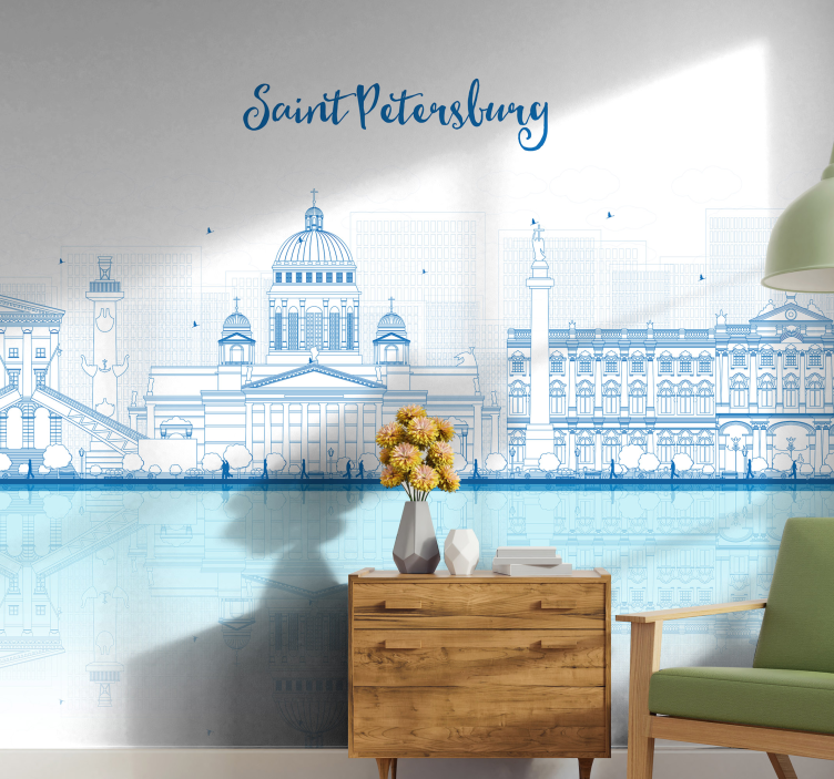 Saint Petersburg Skyline city wall mural - TenStickers