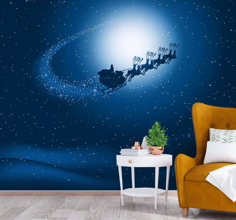 Santa's Sleigh Journey christmas wall mural - TenStickers