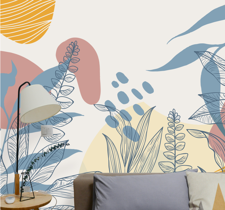Scandinavian style leaves Abstract Wall Murals - TenStickers