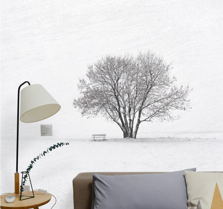 Scandinavian style Winter forest tree mural - TenStickers