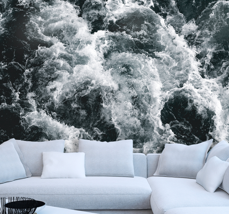 Sea animals wall mural churning ocean waves - TenStickers