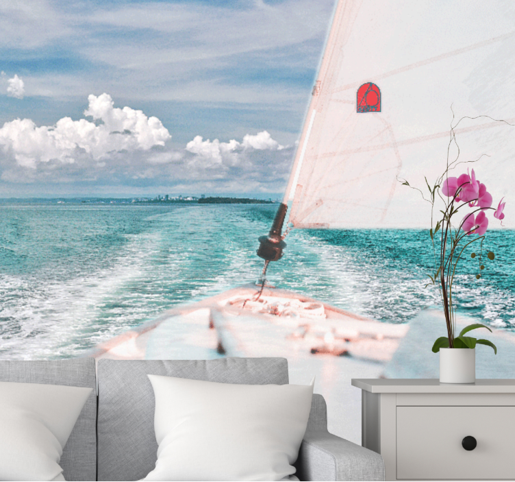 Sea animals wall mural sailing through waves - TenStickers