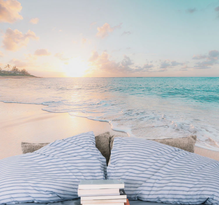 Sea animals wall mural sunset beach atmosphere - TenStickers