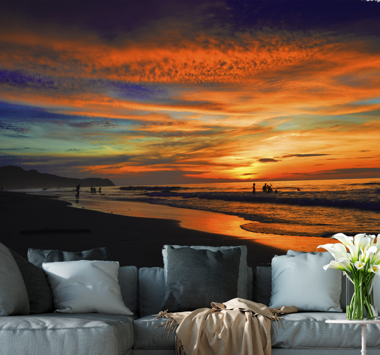 Serene Ocean Sunset landscape wall mural - TenStickers