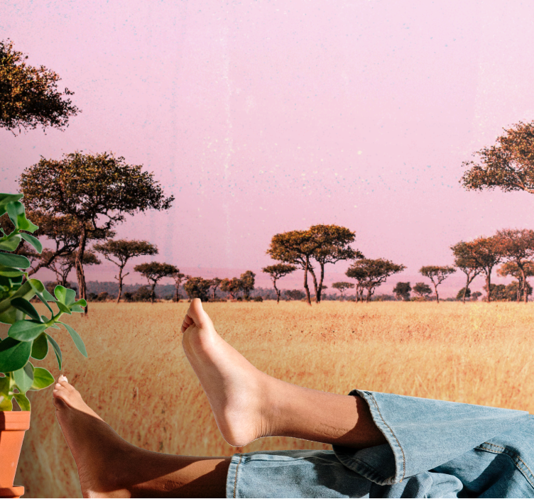 Serene savanna landscape landscape wall mural - TenStickers