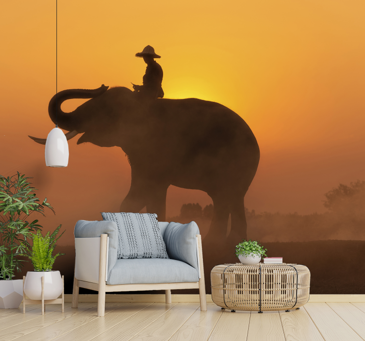 Silhouetted Elephant animal wall mural - TenStickers