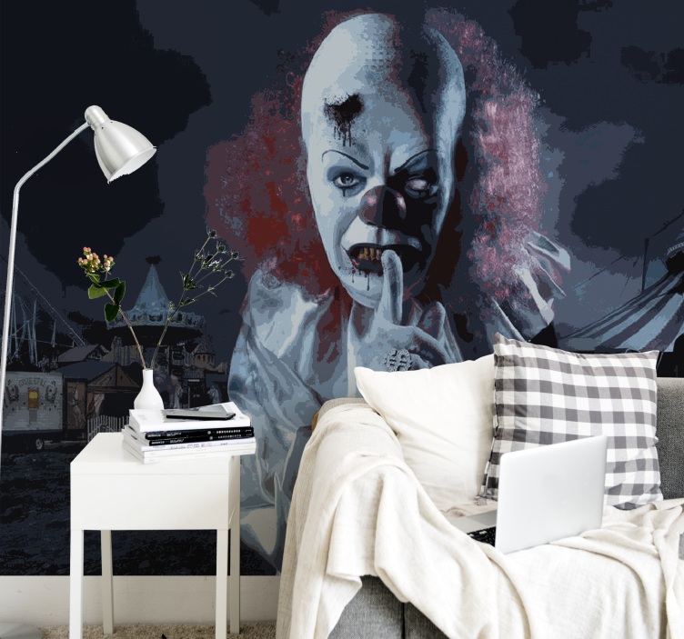 Sinister clown portrait halloween wall mural - TenStickers