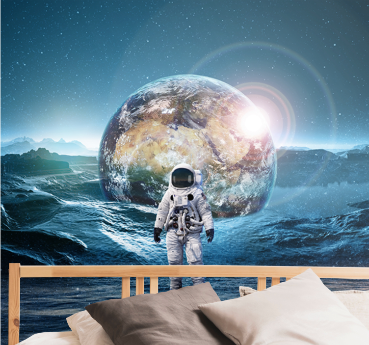 Space wall mural astronaut on moon - TenStickers