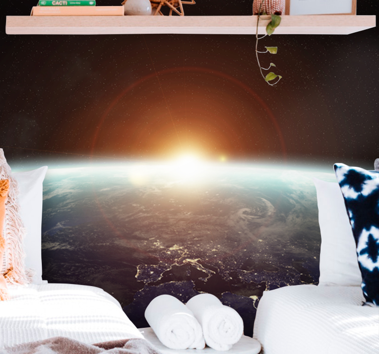 Space wall mural earth dawn viewpoint - TenStickers