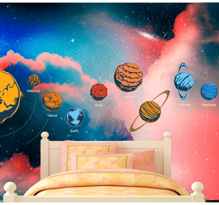 Space wall mural solar system adventure - TenStickers