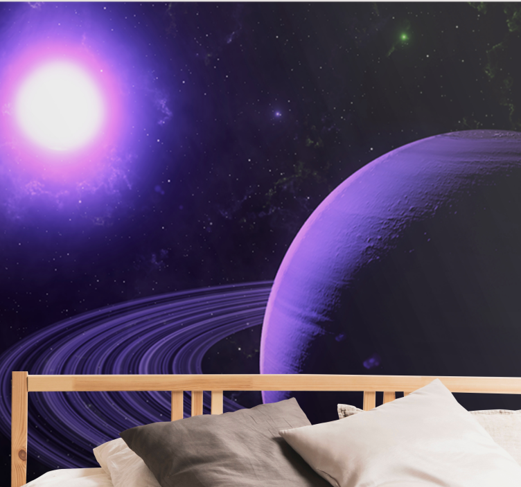 Space wall mural violet planetary scene - TenStickers
