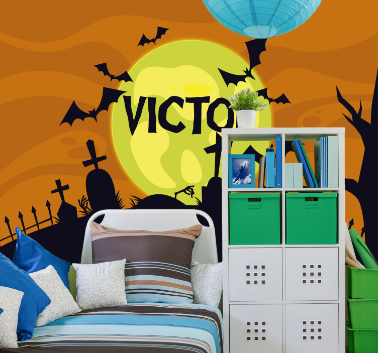 Spooky Graveyard Scene halloween wall mural - TenStickers