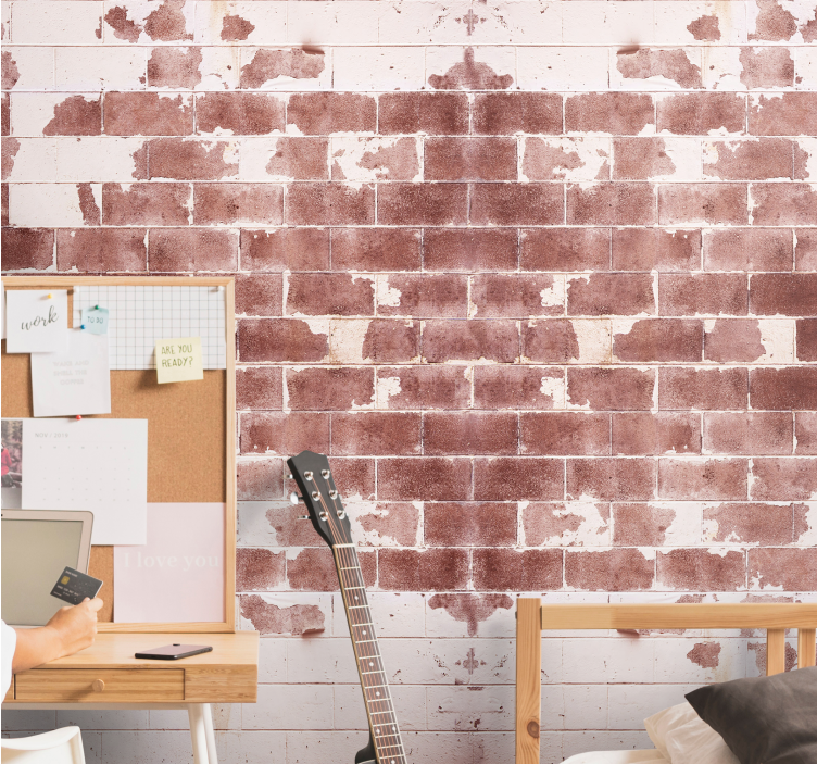 Stone wall mural rustic brick aesthetic - TenStickers