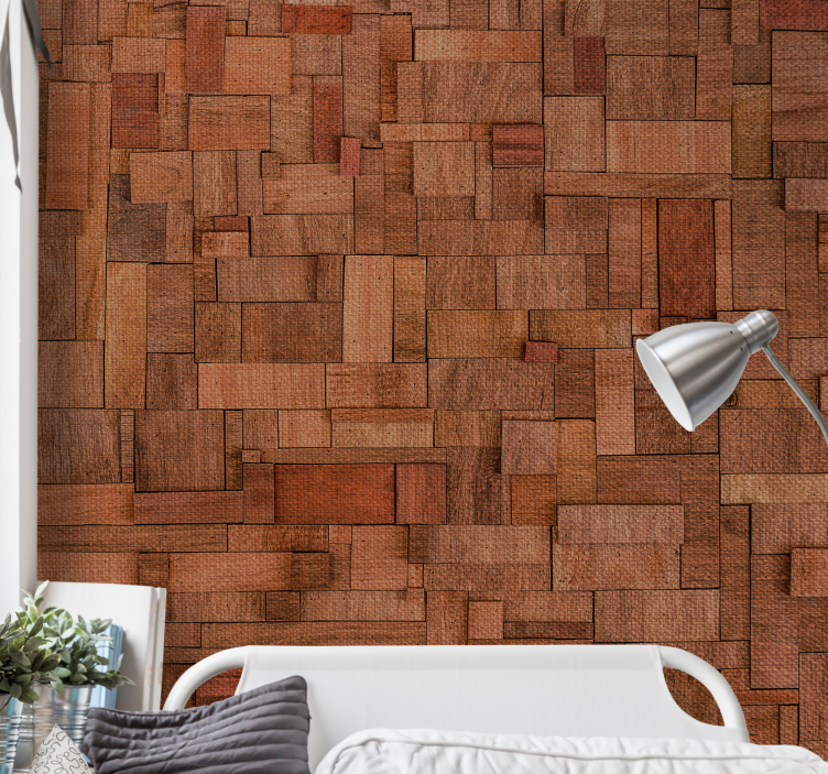 Stone wall mural textured wooden boards - TenStickers