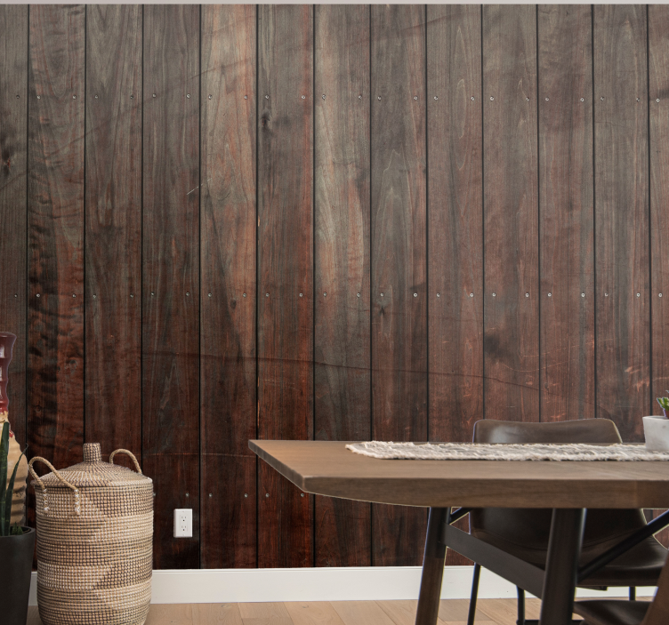 Stone wall mural with elegant wood panels - TenStickers