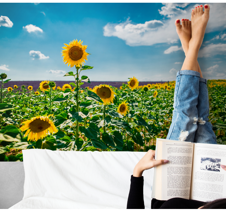 Sunflower Field Bliss flower wall mural - TenStickers