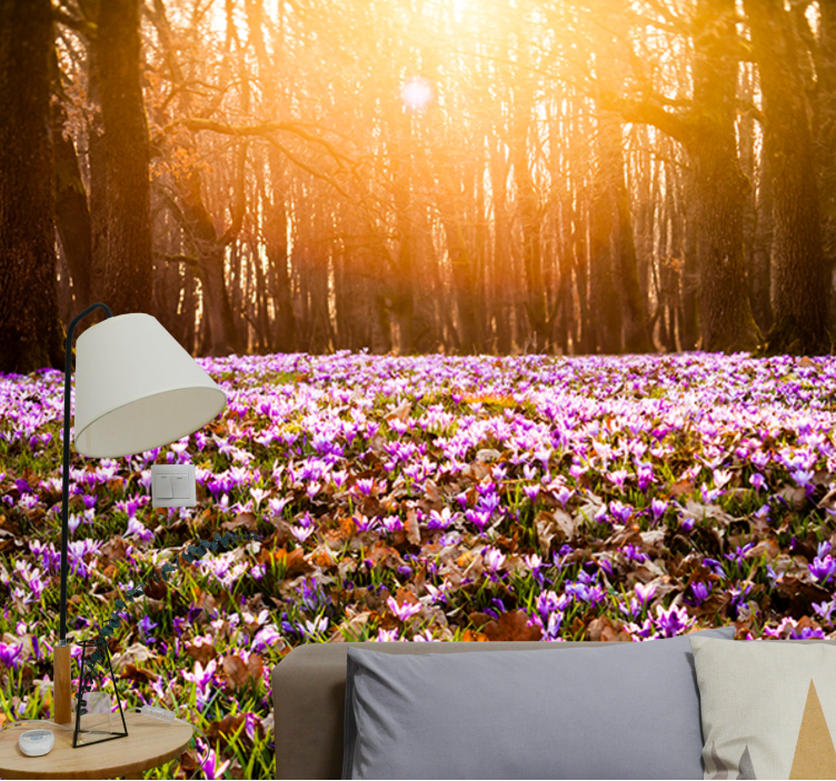 Sunlit flower meadow flower wall mural - TenStickers