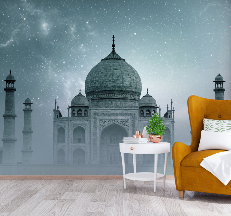 Taj Mahal Nightscape city wall mural - TenStickers